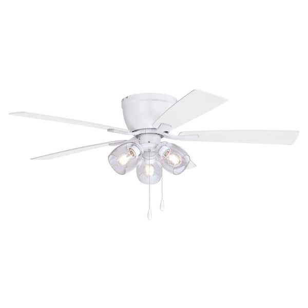 VAXCEL Brayton 52 in. Indoor Black Transitional 3-Light Flush Mount Ceiling Fan with Light Kit, Pull Chain, Reversible Blades