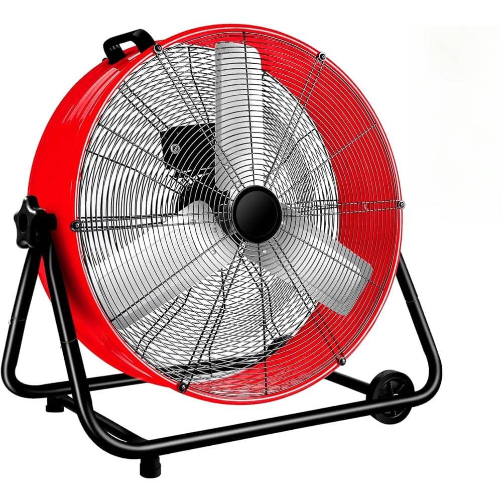 24 in. Industrial Drum Fan, 3-Speed ​​8100 CFM High Velocity Air Mover for Warehouse, Workshop, Factory – Red price history on PriceWatchPro