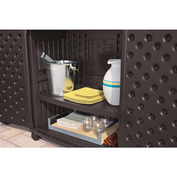 Suncast 47 Gal Patio Storage And Prep, Suncast Outdoor Grilling Prep Station Table With Storage Taupe Brown