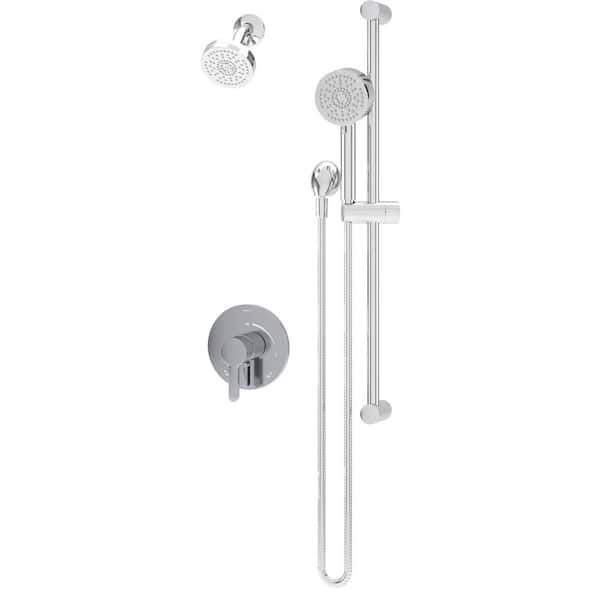 Solarity HydroMersion Wall Mount Single Handle Dual Shower Faucet Trim Kit with Hand Spray in Polished Chrome-1.5 GPM
