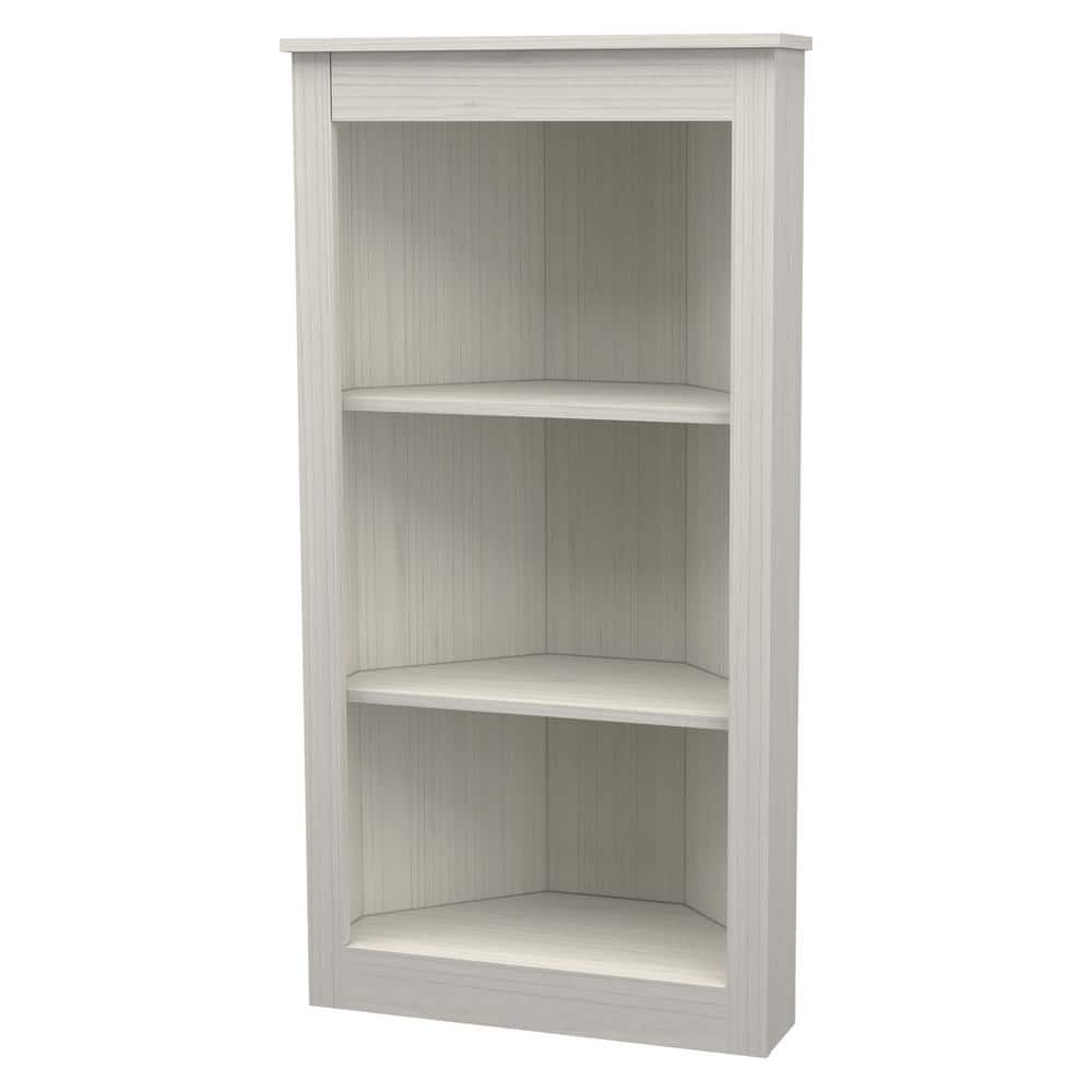 Elegant Washed Oak Corner Bookcase with 3 Open Shelves