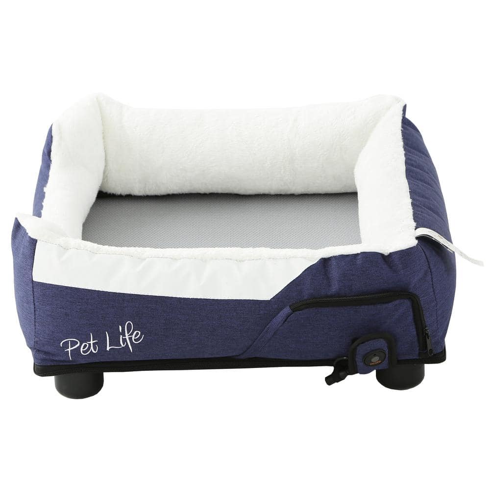 Medium Blue Faux-Fur Electronic Heating and Cooling Pet Bed