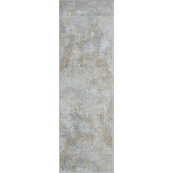 Tayse Rugs Grace Abstract Beige 2 ft. x 8 ft. Indoor Runner Rug