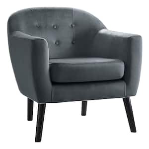 Waterlyn Gray Velvet Upholstery Tufted Back Accent Chair