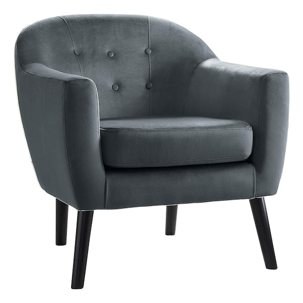 Lazzara Waterlyn Gray Velvet Upholstery Tufted Back Accent Chair