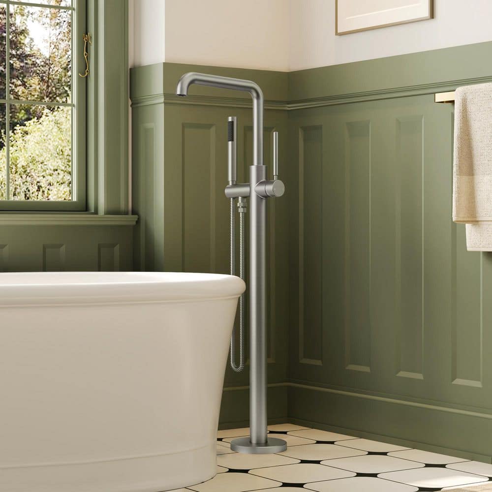 Single-Handle Freestanding Tub Faucet with Hand Shower in Brushed Nickel price history on PriceWatchPro