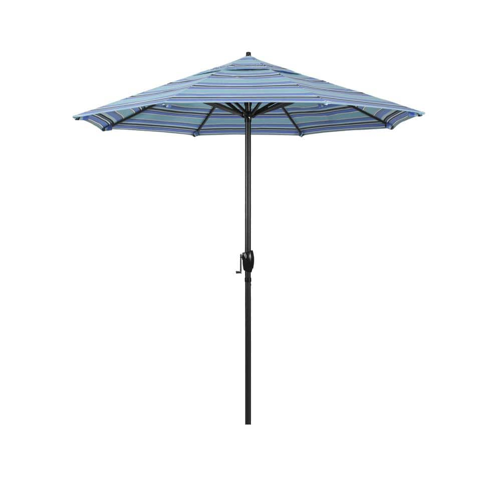 California Umbrella 7.5 ft. Black Aluminum Market Patio Umbrella Auto ...