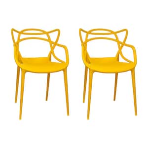 Modern Plastic Yellow Loop Dining Side Chair (Set of 2)