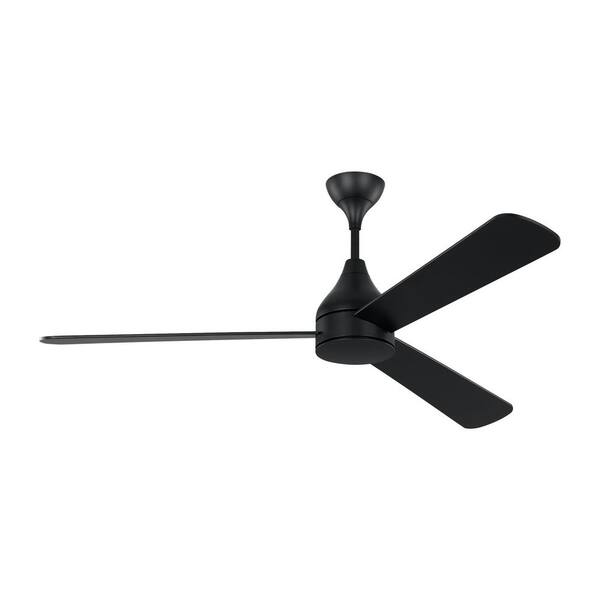 Generation Lighting - Streaming Smart 60 in. LED Indoor/Outdoor Midnight Black Ceiling Fan with Remote Control and Reversible Motor