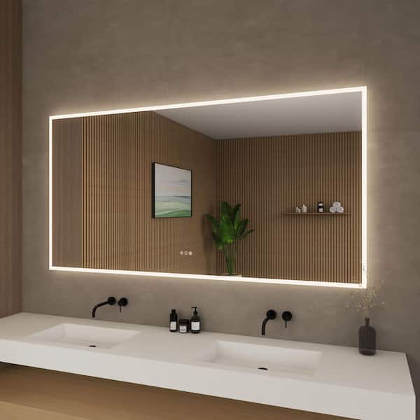 Element 70 in. W x 36 in. H Rectangular Frameless Anti-Fog LED Dimmable Color Changing Wall Bathroom Vanity Mirror