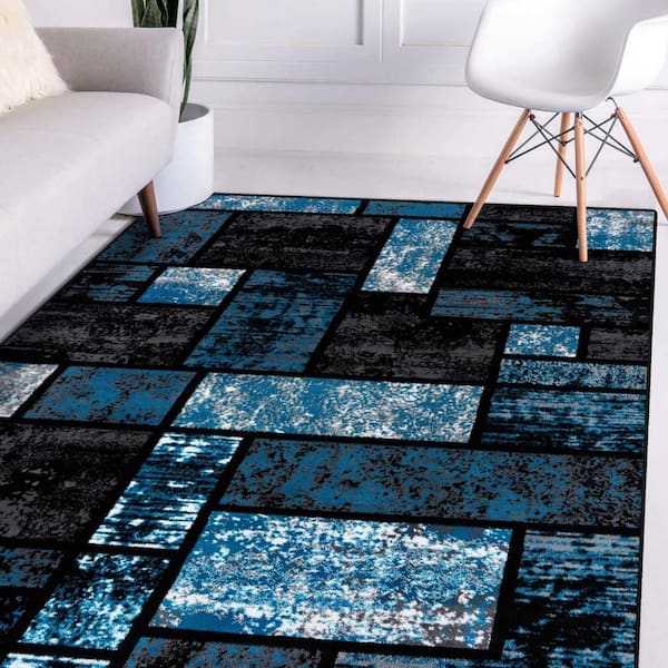 Ambiant Pet Friendly Solid Color Area Rug Teal -4' Square