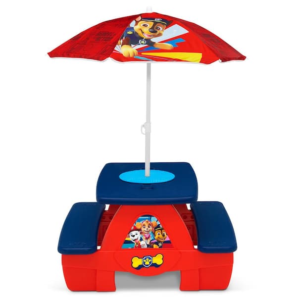 Delta Children Blue PAW Patrol 4 Seat Activity Picnic Table with Umbrella  and Lego Compatible Tabletop TT87415PW-1121 - The Home Depot