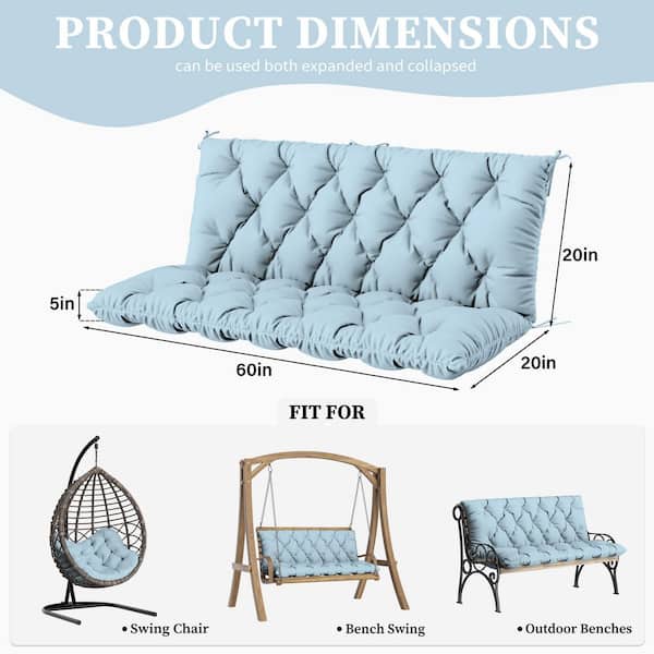 60 in. x 40 in. 2-3 Seater Patio Contoured Replacement Bench Cushion Outdoor Porch Swing Cushion Cushion Sky