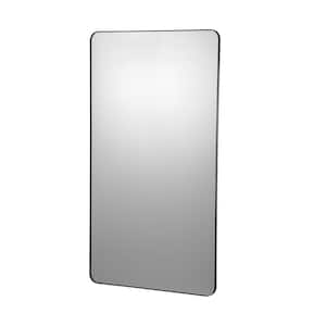 Wall Mounted Makeup Mirror Black 30 in. W x 55 in. H Modern Rectangle Aluminum Framed Mirror, Explosion-Proof Film