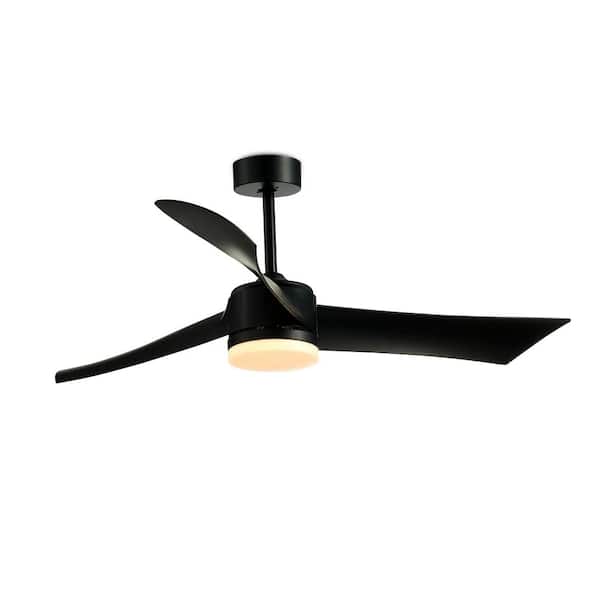 Tatahance 52 in. Integrated LED Light Indoor Black Ceiling Fan with Remote Control and DC Moter
