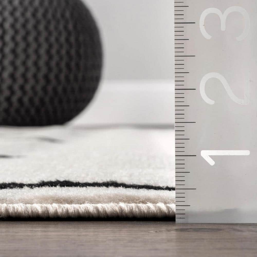 Gray 8' x 10' Rectangular Stain-Resistant Synthetic Area Rug