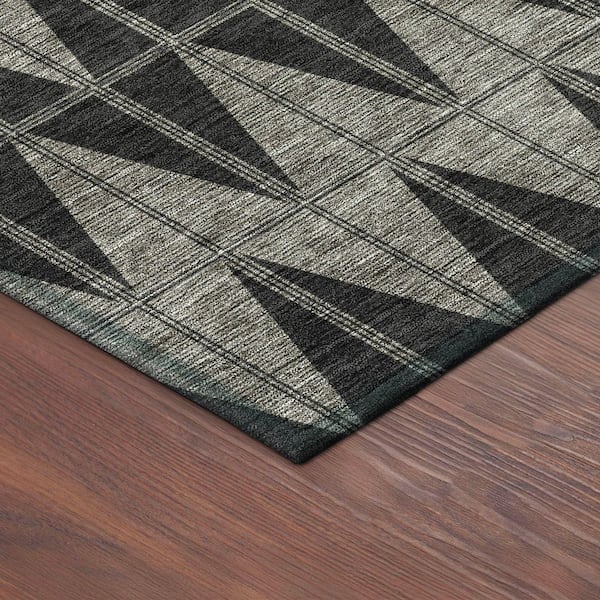 Chantille Machine Washable Indoor/Outdoor Abstract ACN2415 Black 2 ft. x 7 ft. Runner Rug