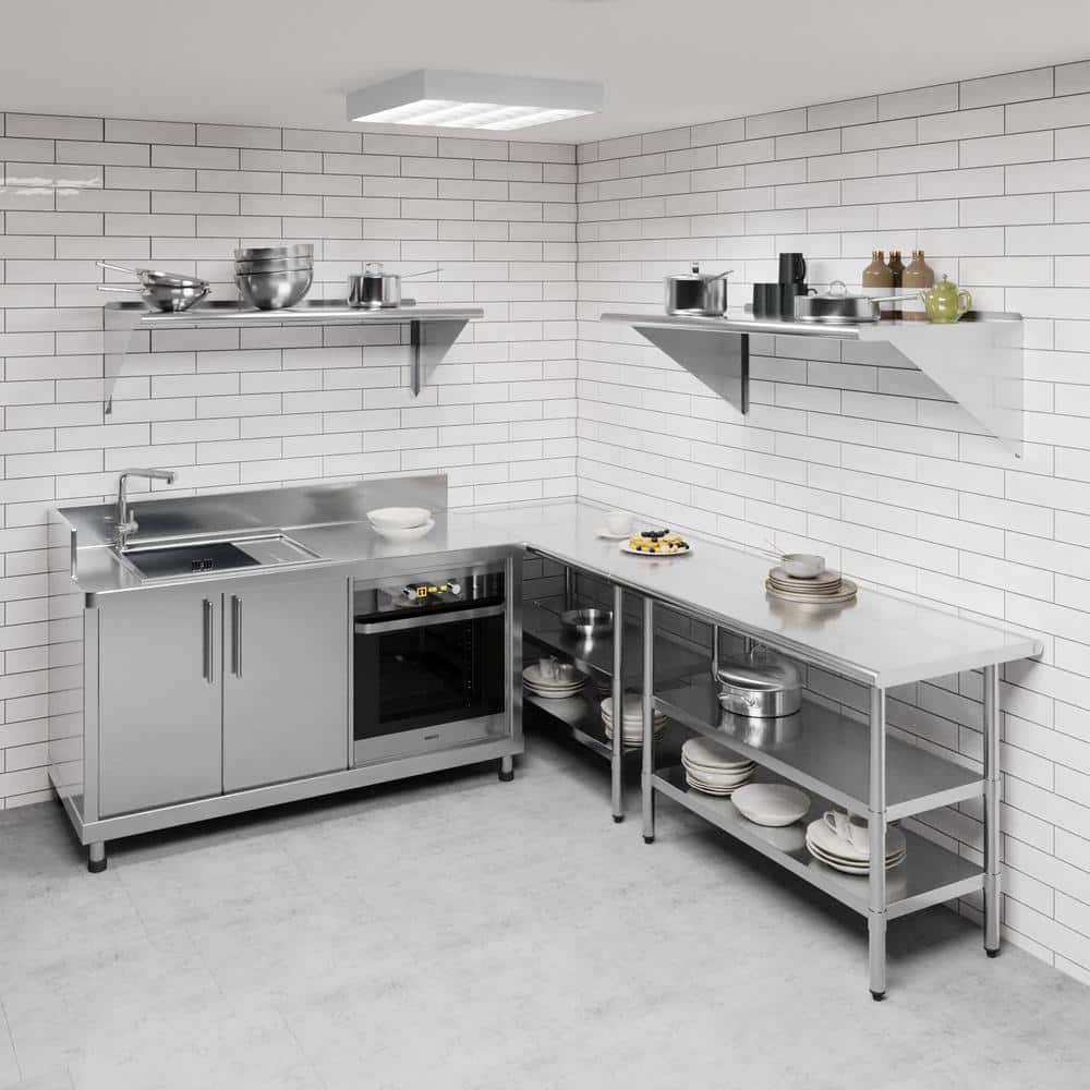 48" x 24" Stainless Steel Wall Shelf with Brackets