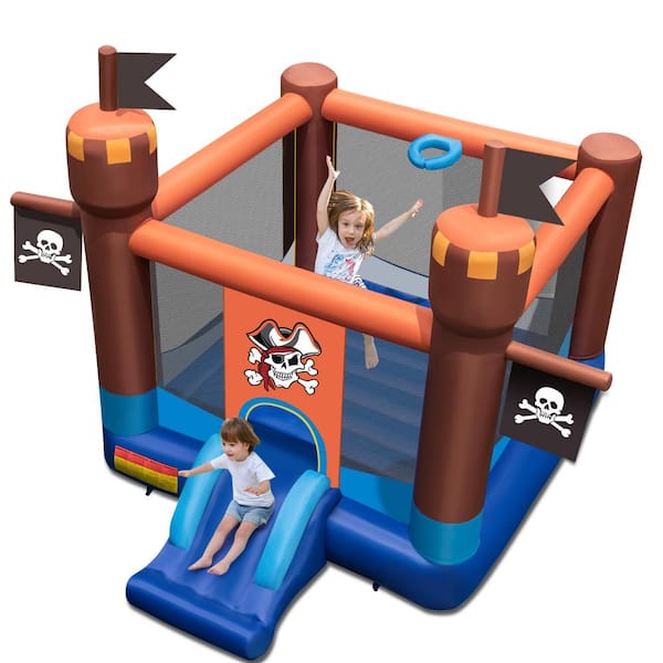Costway Pirate Themed Inflatable Bounce House Castle with Large Jumping Area Blower Excluded