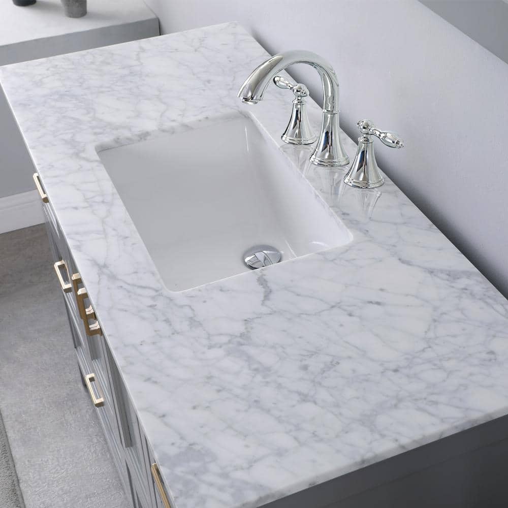Isla 48" Gray Single Vanity with Marble Countertop