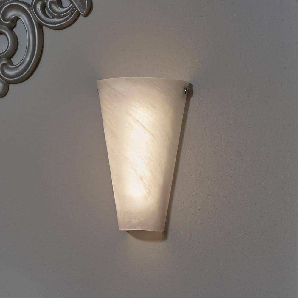Frosted Marble Glass LED Sconce with Remote Control, White