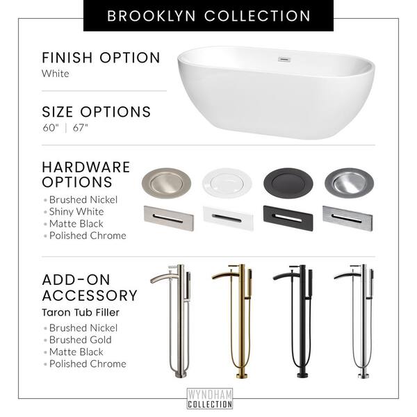 Brooklyn 60 in. Acrylic Flatbottom Bathtub in White with Matte Black Trim Brooklyn 60 in. Acrylic Flatbottom Bathtub in White with Matte Black Trim