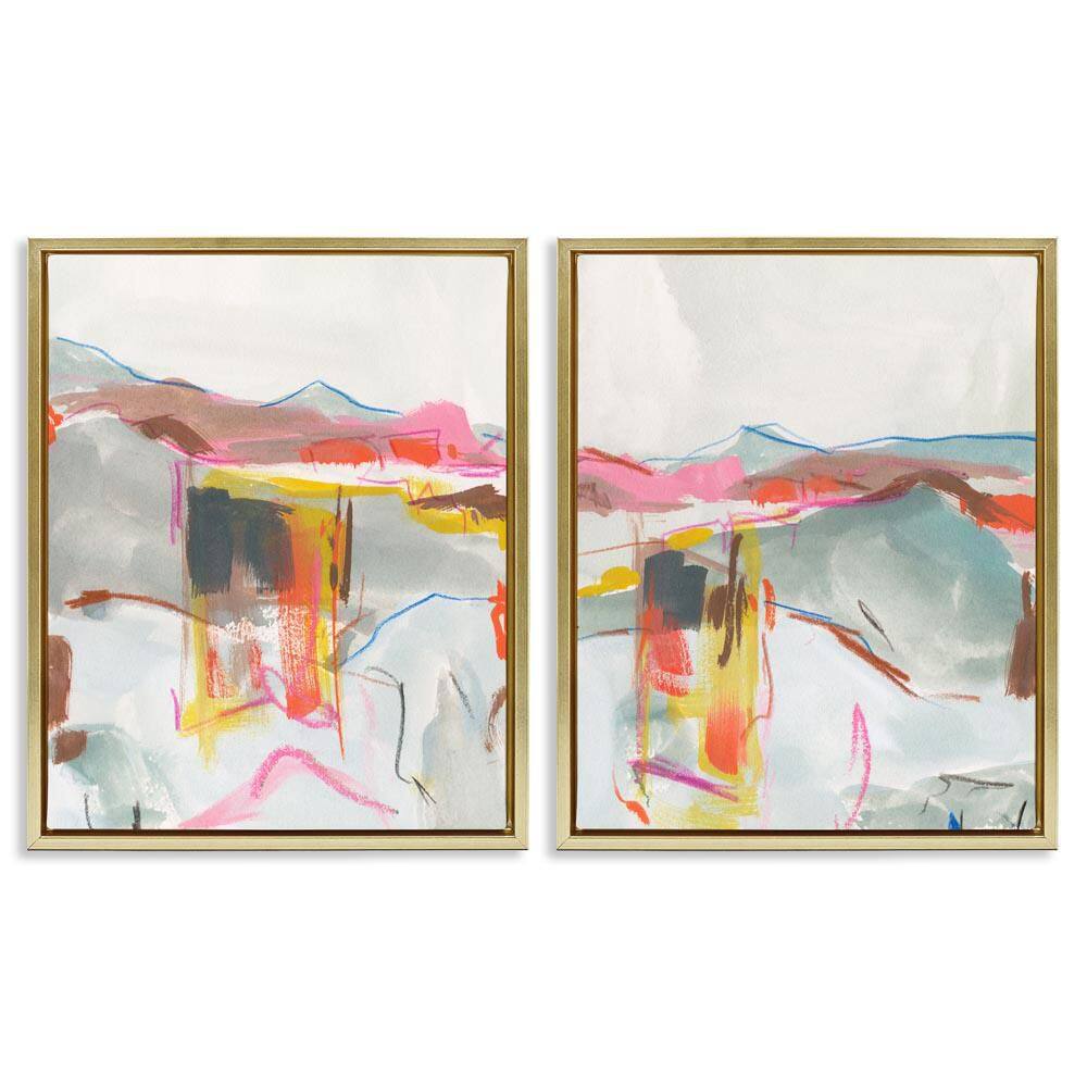 Restless Soft Mountain Abstract by Melissa Wang 2 Pieces Gold Floater Frame Abstract Graphic Art Print 31 in. x 25 in. price history on PriceWatchPro
