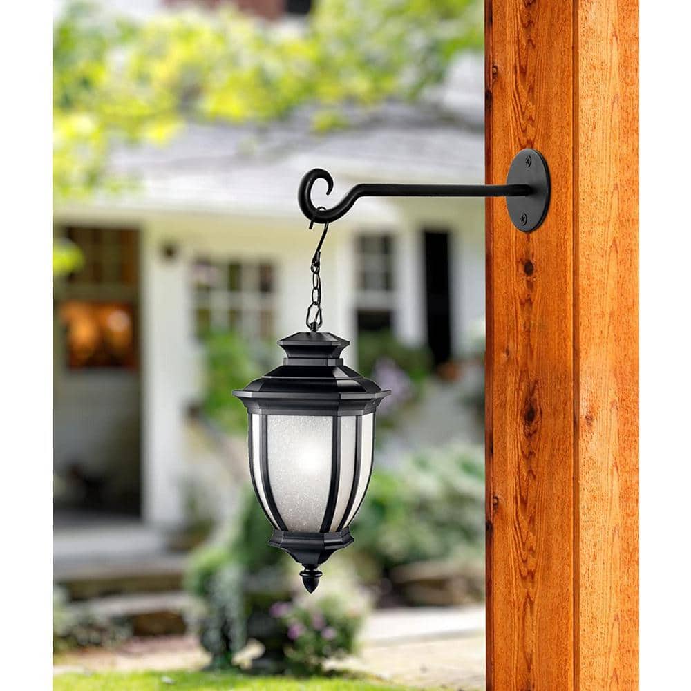 Black Iron Wall Mount Plant Hook Set for Outdoor Decor