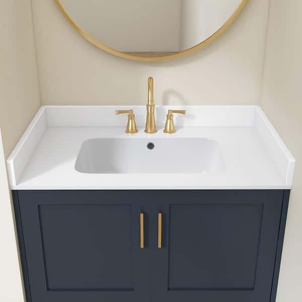 36 in. Solid Surface Vanity Backsplash Bathroom Vanity Back Splash in White