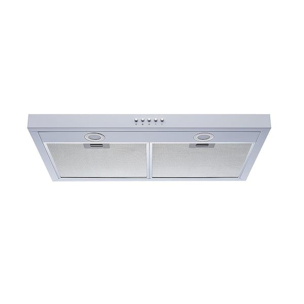 Winflo 30 in. 300 CFM Convertible Under Cabinet Range Hood in White with Mesh Filters and Push Button