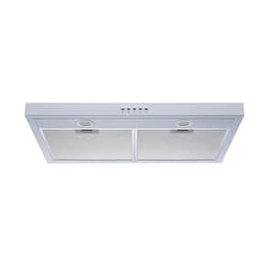 30 in. 300 CFM Convertible Under Cabinet Range Hood in White with Aluminum Mesh Filters and Push Button