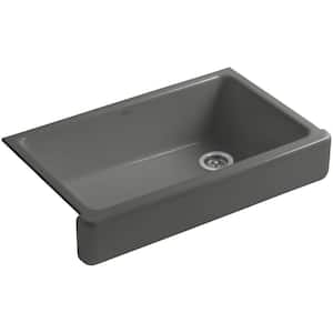 Whitehaven Farmhouse Apron-Front Cast Iron 36 in. Single Basin Kitchen Sink in Thunder Grey