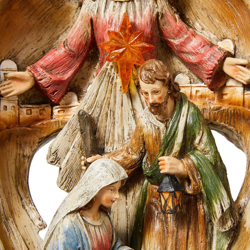 Hand-Painted Weathered Resin Nativity Scene Figurine