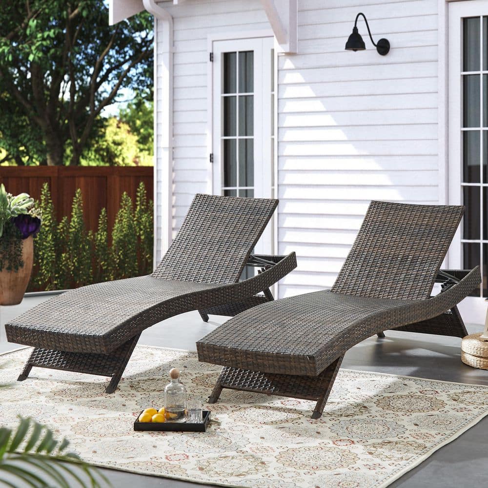 EDYO LIVING Brown AllWeather Adjustable Resin Outdoor Patio Chaise