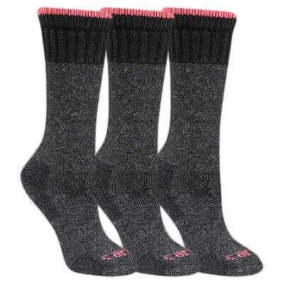 Women's 9-12 Charcoal Wool Blend Cold Weather Boot Crew Socks (3-Pack Bundle)