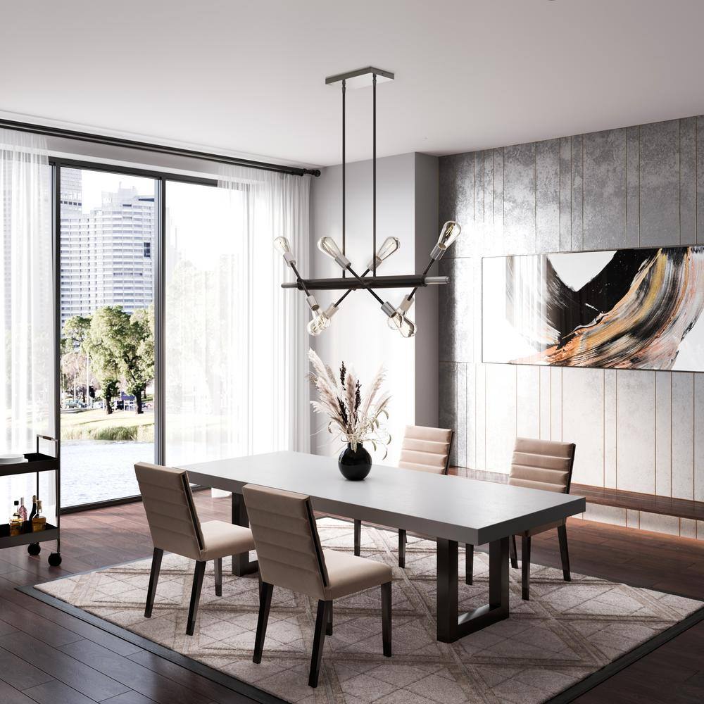 Truro Black & Brushed Nickel 8-Light Linear Island Chandelier