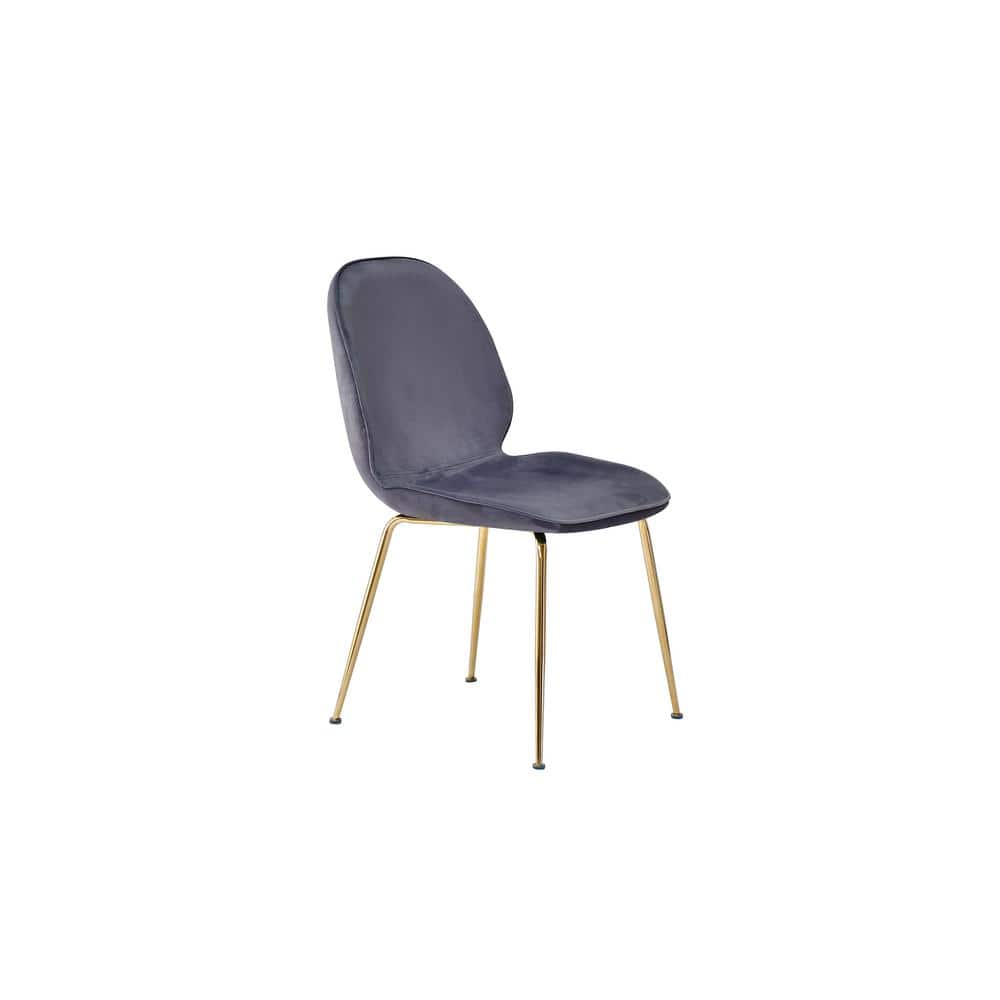 Retro Mid-Century Gray Velvet Upholstered Side Chair with Chrome Legs