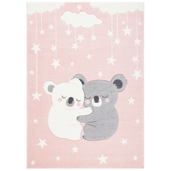 SAFAVIEH Carousel Kids Pink/White 8 ft. x 10 ft. Stars Area Rug