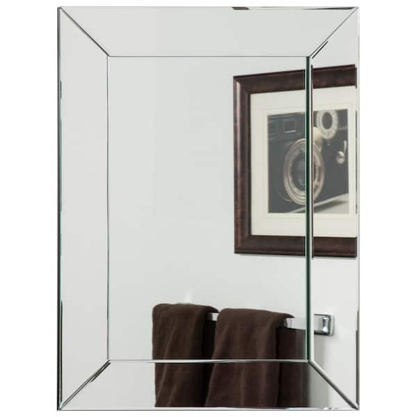 Decor Wonderland 24 in. W x 32 in. H Frameless Rectangular Beveled Edge Frameless Wall Mount Bathroom Vanity Mirror