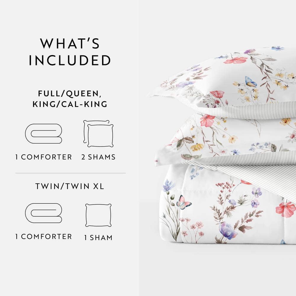 Full Pink Floral Down Alternative Reversible Comforter Set