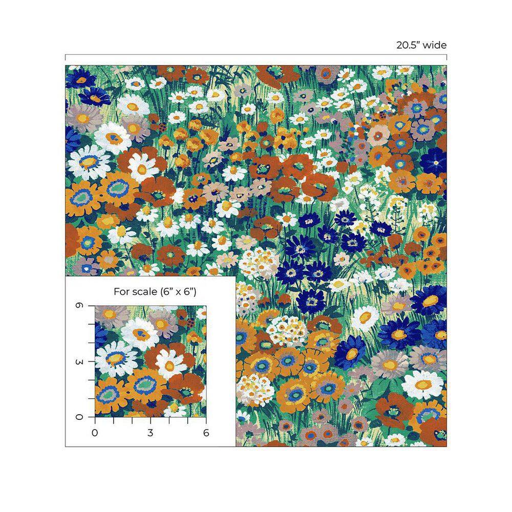 Summer Glades and Terra Cotta Floral Vinyl Peel and Stick Wallpaper