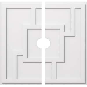 1 in. P X 11 in. C X 32 in. OD X 4 in. ID Knox Architectural Grade PVC Contemporary Ceiling Medallion, Two Piece