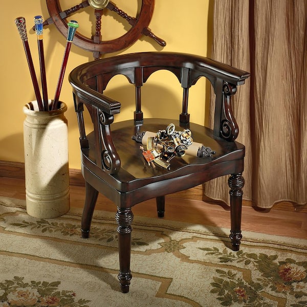 Design Toscano Prince Regent Walnut Mahogany Captain's Chair