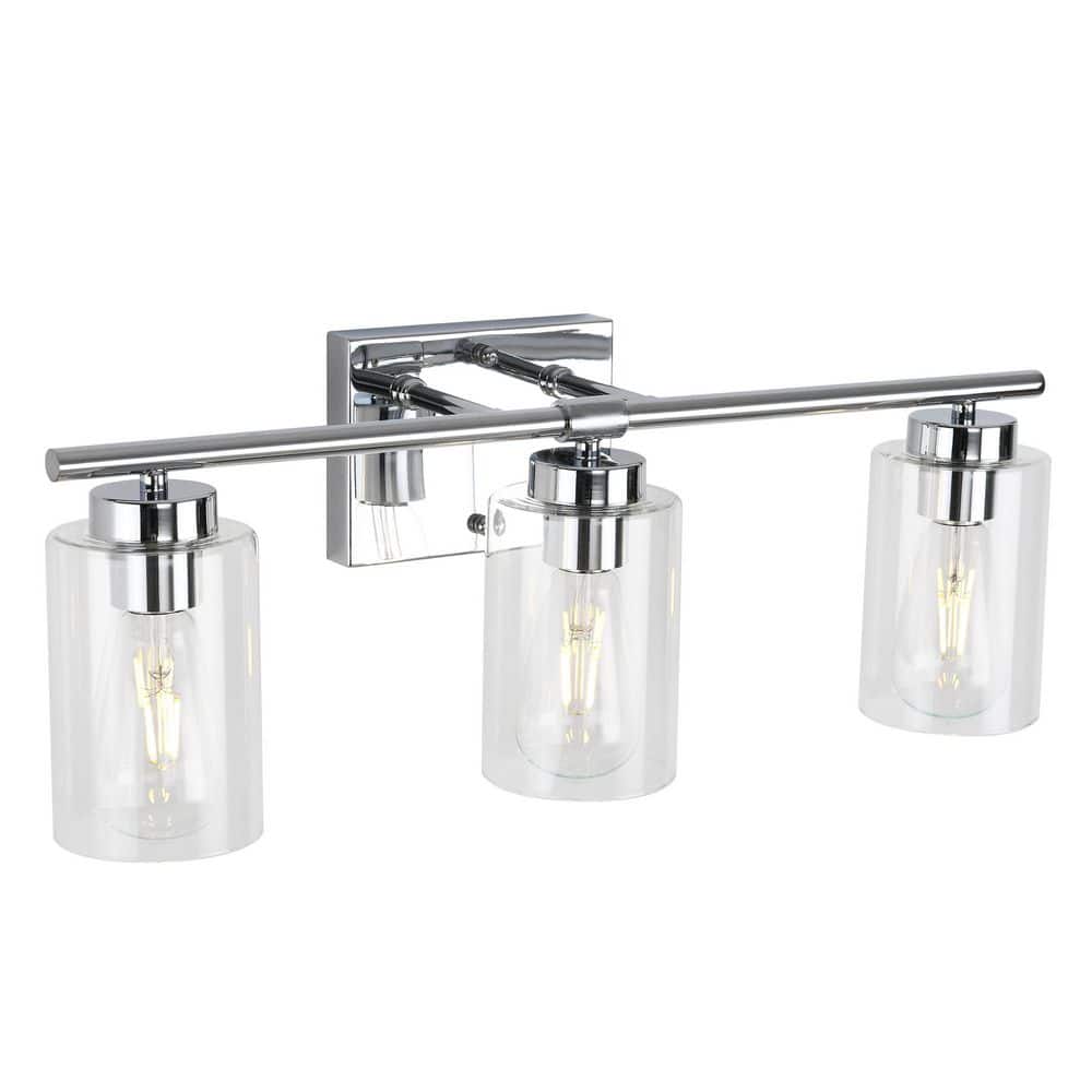 22.83 In. 3-Light Chrome Wall Sconce with Clear Glass Shades, Modern Indoor Light Fixture for Above the Vanity Mirror price history on PriceWatchPro