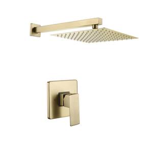 Nada Single-Handle 1-Spray 10 in. Wall Mount Shower Faucet in Brushed Gold (Valve Included)
