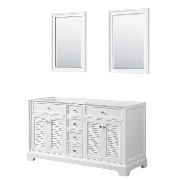 Wyndham Collection Tamara 60.25 in. Double Bathroom Vanity Cabinet Only with 24 in. Mirrors in White