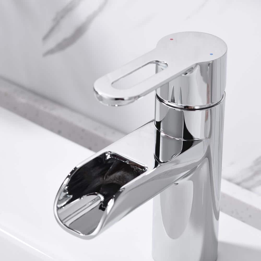 Polished Chrome Single Handle Waterfall Bathroom Faucet