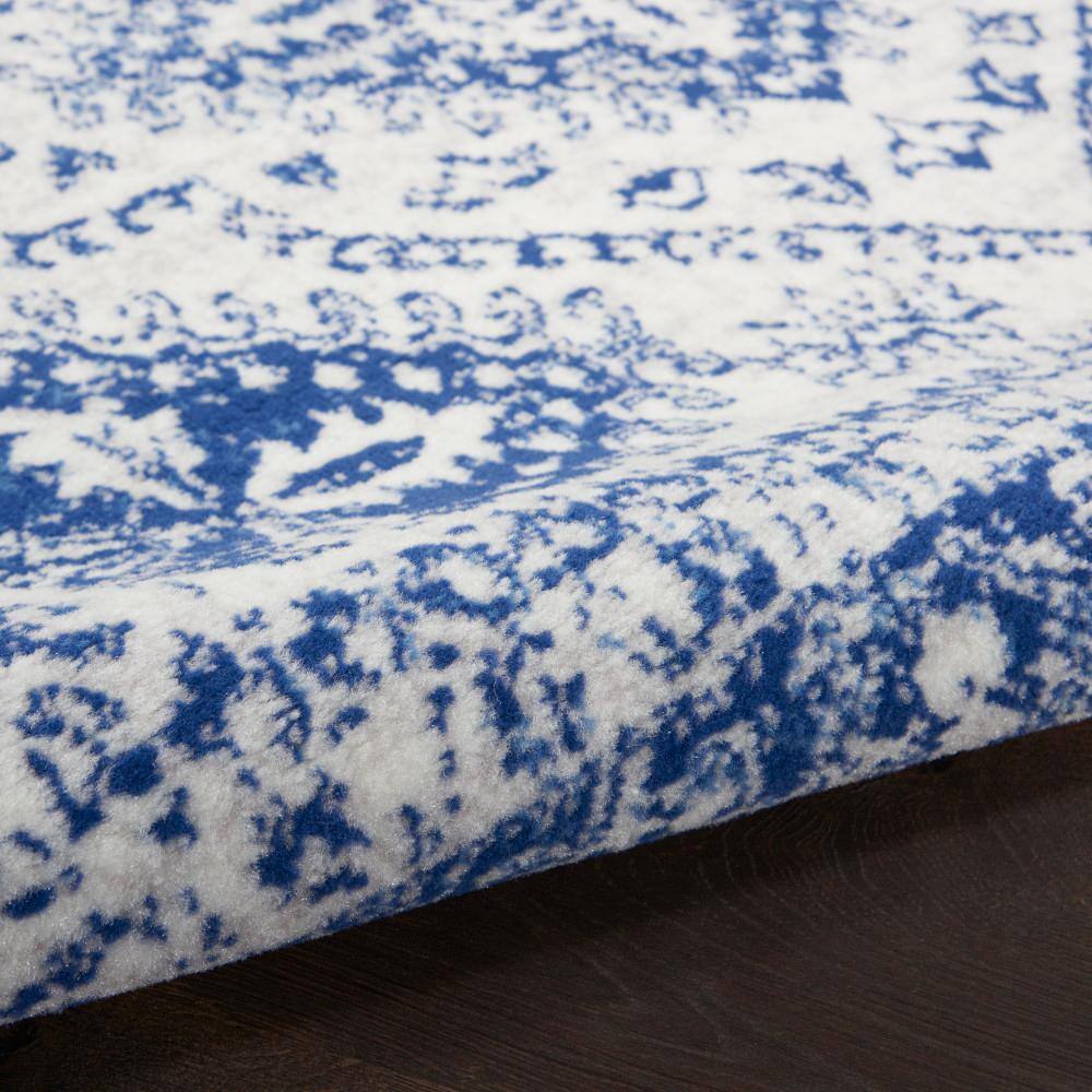 Ivory and Navy Geometric Flat Woven Runner Rug