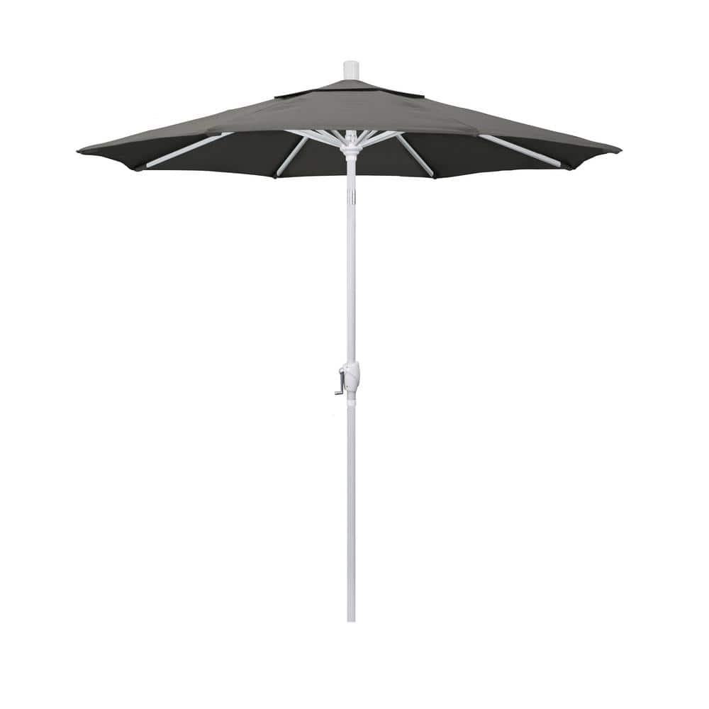 7.5 ft. Matted White Aluminum Push Button Tilt Crank Lift Patio Umbrella in Charcoal Sunbrella price history on PriceWatchPro