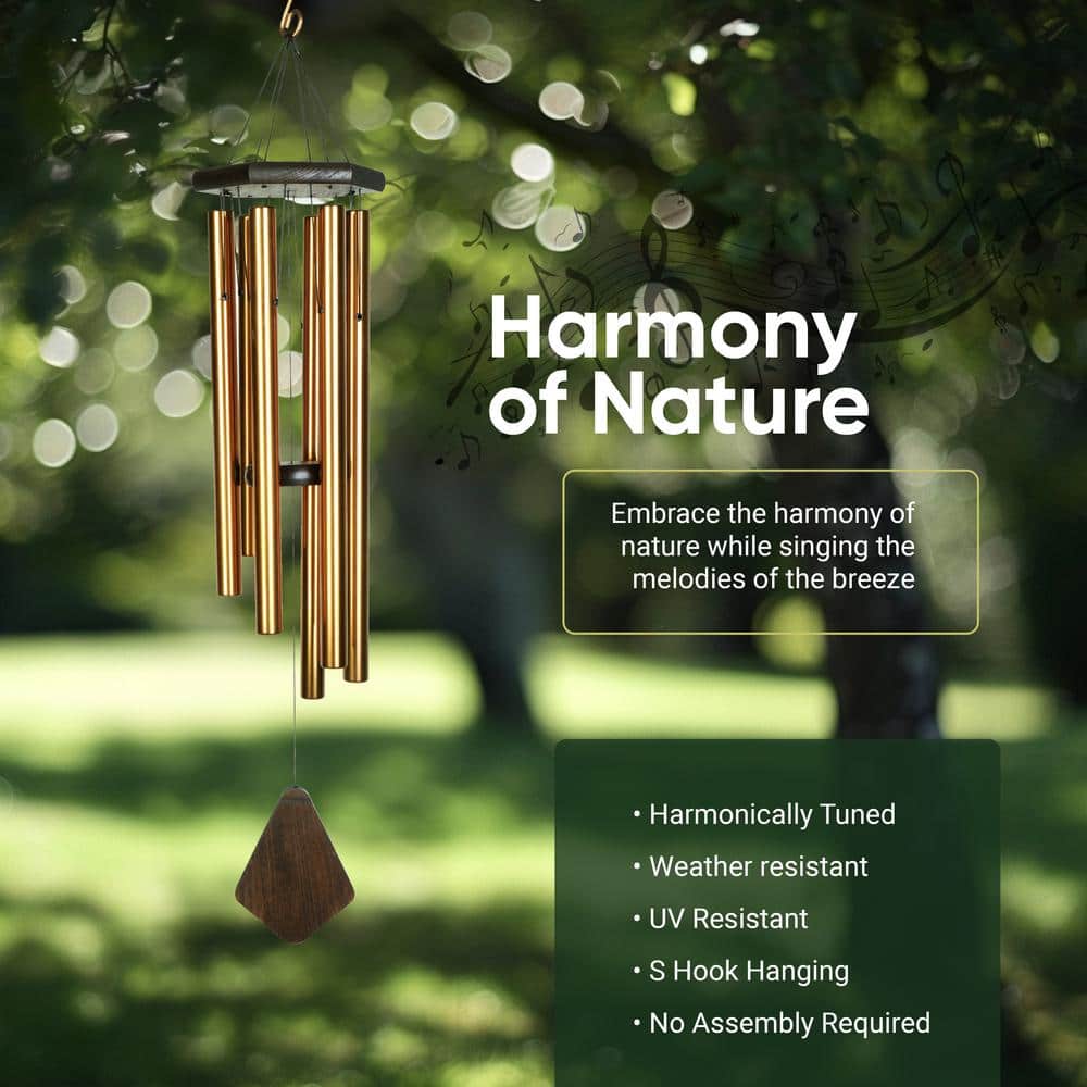 Bronze 24" Anodized Aluminum and Beech Wood Wind Chimes